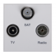 White Triplexed TV / Radio / Sat Socket Euro Module Insert